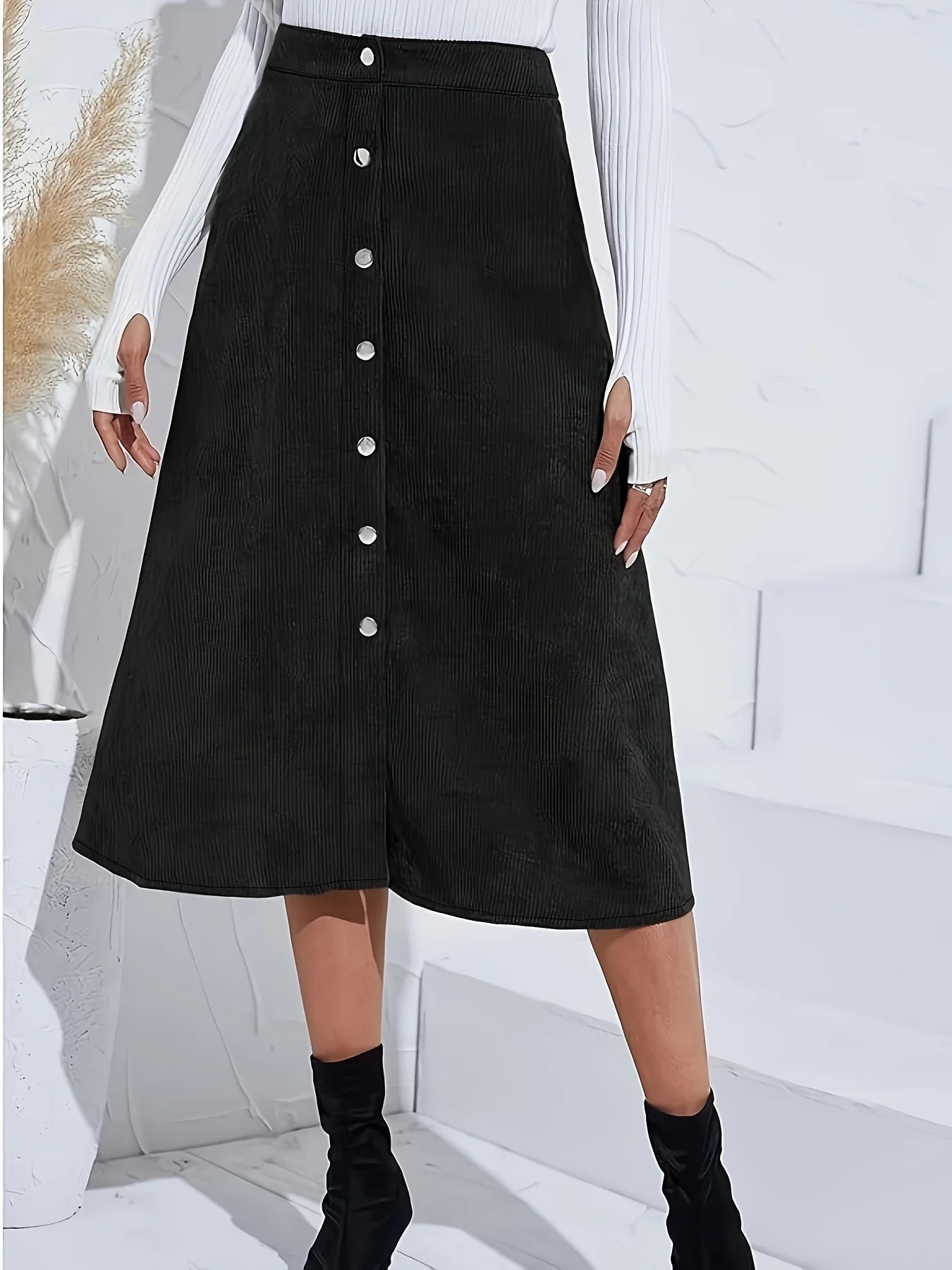 Midnight Button Skirt