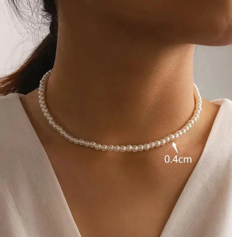 Elegant Beaded Pearl Choker Necklace