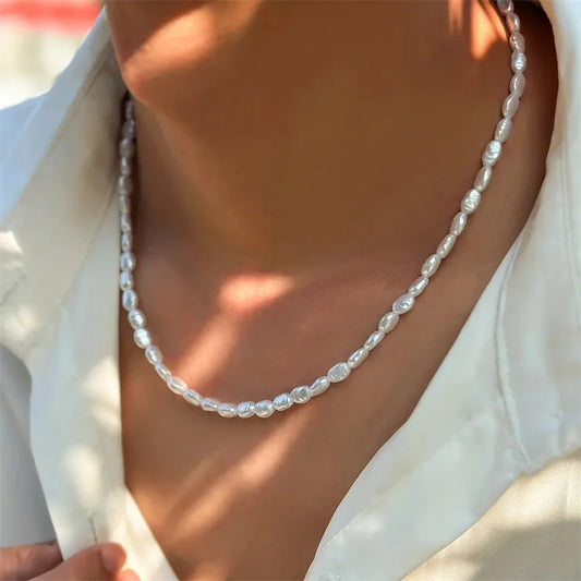 Elegant Beaded Pearl Choker Necklace
