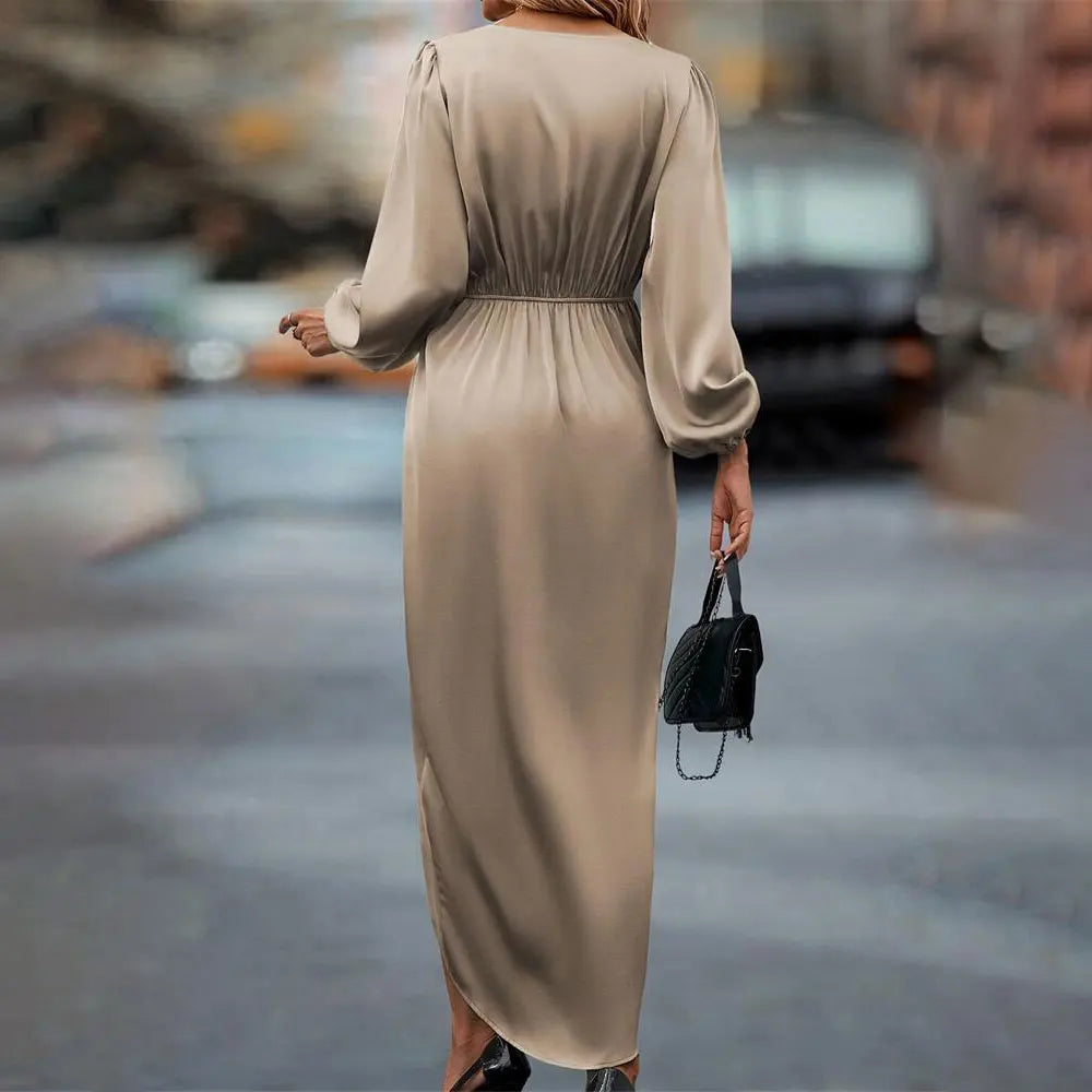 Silken Mocha Wrap Dress